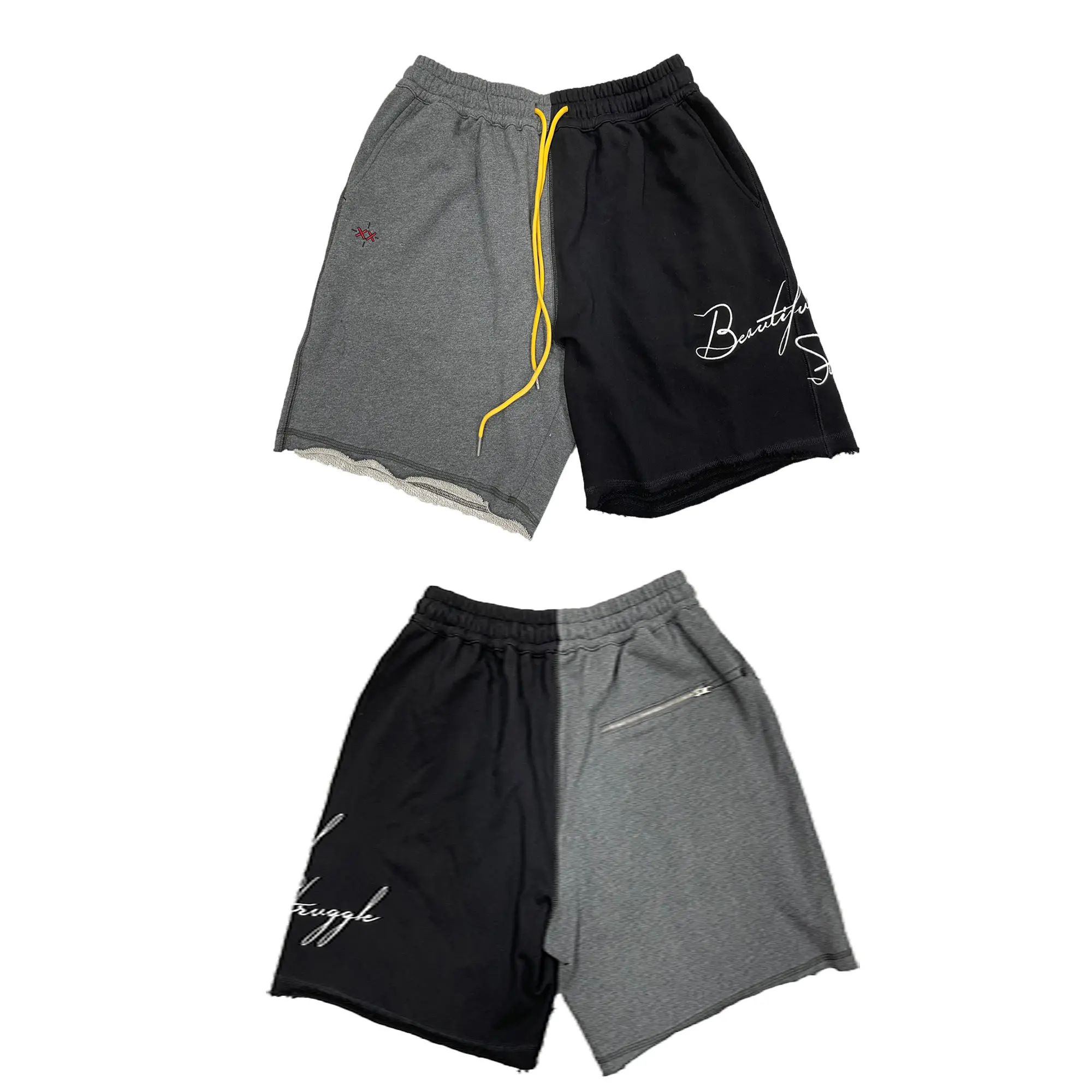 high quality Custom Mens Contrast Short Color Block Men Two Tone Drawstring Waist Shorts Front Jogger Shorts