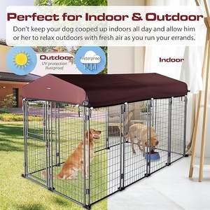 Große Hundehütte im Freien mit Dach abdeckung Einfach zu montierende Metall käfige für große Hunde - Product Image 2