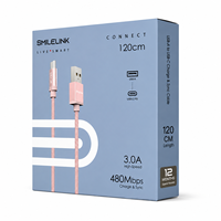 Câble de charge rapide USB 1,2 m 5V 3A avec tressage en nylon, embout métallique et gaine or rose pour iPhone/ordinateur et batterie externe