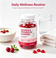 Gummies à Marque Blanche OEM Probiotiques pour Femmes 5 Milliards de UFC avec Fibres Prébiotiques pour le Soutien Vaginal, Digestif et Immunitaire
