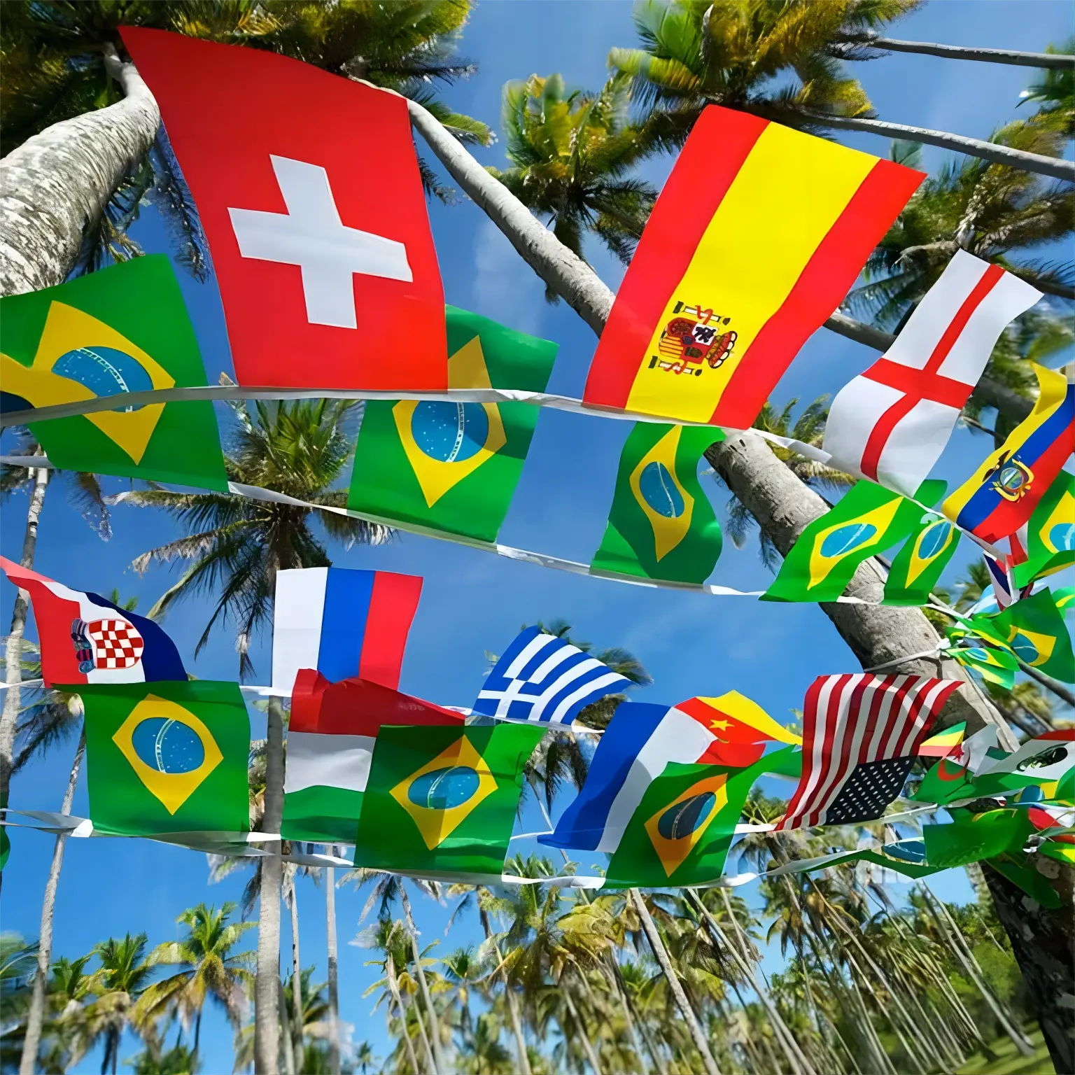 Promosi 32 negara tahan air tali bendera Bar penggemar tali sepak bola bendera bendera serut bendera