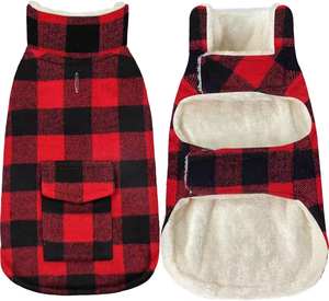 Tanpopo <b>Dog</b> Winter <b>Coat</b> Classic Plaid Fleece <b>Dog</b> Cold Weather Jacket with Pocket Windproof <b>Warm</b> Vest Pet Clothes Apparel for <b>Dog</b> - Product Image 6
