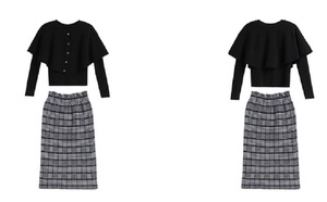 Set completo da donna per ufficio invernale 2 pezzi da donna con collo a scialle a manica lunga gonna a due pezzi alla caviglia - Product Image 6