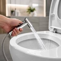 Set Bidet Genggam Warna Perak dari Baja Tahan Karat SUS304 untuk Air Dingin dengan Nozzle Semprot dan Kit Pembilas Jet