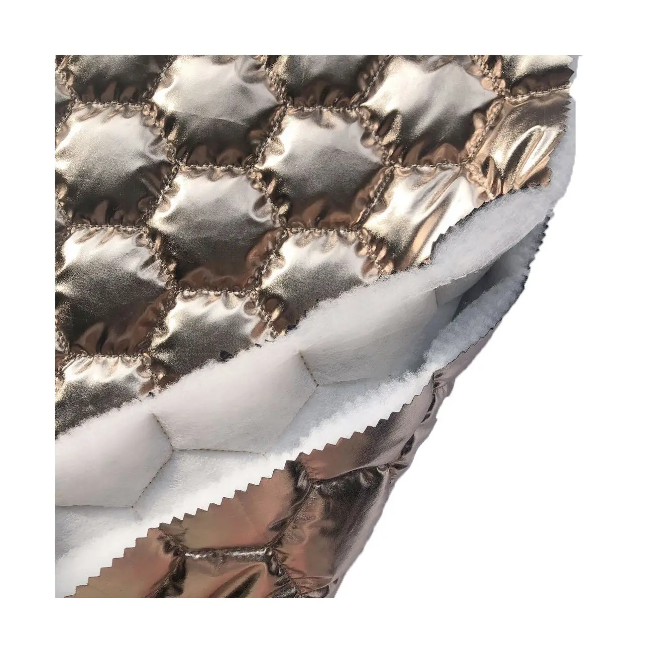 high quality polyester taffeta shining metallic foil printed waterproof wadded jacket fabric
