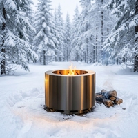 Brasero portable en acier inoxydable 304 à double paroi pour bois, avec large rebord, pour camping et fêtes