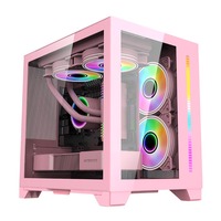 Pink Pc Case for Gamer Micro Atx Computer Cases & Towers With Tempered Glass Panel OEM Customizable Cabinet PC