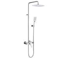 Ensemble de robinetterie de douche chromé pour salle de bain avec pommeau de douche pluie et douchette à main, fixation murale pour hôtels et villas