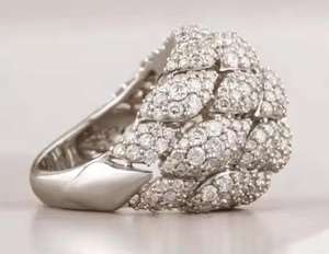 Anillo de boda de oro blanco de 14kt con aprox. Racimo de cúpula en negrita de diamante redondo de corte Natural de 5 quilates para compromisos de cóctel anillos finos - Product Image 1