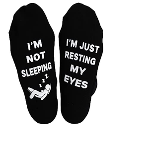 <span class=keywords><strong>Je</strong></span> repose juste mes yeux lettre chaussettes noël fête des pères cadeau d'anniversaire chaussettes de sol antidérapantes drôle créatif hommes équipage chaussettes - Product Image 1