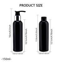 Bouteille en plastique PET cosmétique noire rechargeable vide de 150 ml avec pompe à lotion argentée pour crème et lotion pour soins de la peau