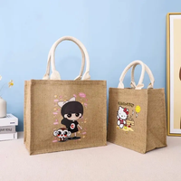 Sac fourre-tout en toile de jute réutilisable, grand format, en chanvre et lin, avec poche avant en coton, idéal pour les cadeaux et le shopping (vente en gros)