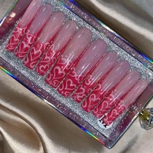 <span class=keywords><strong>Uñas</strong></span> postizas acrílicas 3D de cobertura completa con forma de ataúd largo, con diamantes de imitación y purpurina, reutilizables <span class=keywords><strong>para</strong></span> mujer, uso diario, fiestas y bodas - Product Image 3