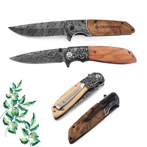 Oferta Caliente al por Mayor: Cuchillo Plegable Personalizado con Hoja de Acero Impresa en 3D y Mango de Madera de Olivo para EDC, Exteriores, Camping y Caza - Product Image 3
