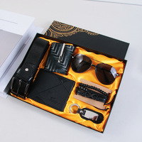 Set de Regalo Ejecutivo de Lujo Personalizado para Hombre: Reloj de Cuarzo, Perfume, Cinturón de Cuero, Cartera, Corbata, Gemelos, Regalo Conmemorativo de Viaje