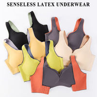 Soutien-gorge confortable sans armatures pour femme, une pièce, imprimé, tricoté, motif uni, sexy, bonnet complet, dos en U, sans trace