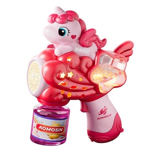 Máquina de pistola de burbujas de espuma de copo de nieve de unicornio de ardilla Máquina de soplado de burbujas de sonido de luz Led completamente automática - Product Image 4