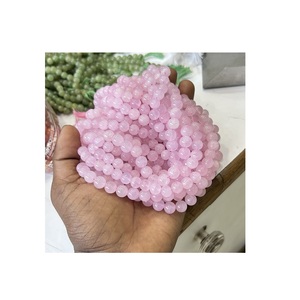 ลูกปัดโรสควอตซ์ธรรมชาติลูกปัดกลม8มม. สำหรับทำสร้อยคอลูกปัดอัญมณี - Product Image 1