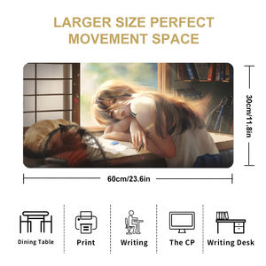 Tapis de souris XXL surdimensionné à motif floral personnalisé, imperméable, antidérapant, avec bordure renforcée - Product Image 2