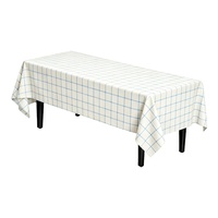 Nappe en plastique à carreaux bleu clair et blanc, jetable, rectangulaire, imperméable, résistante, vente en gros pour café, brunch, fête du thé