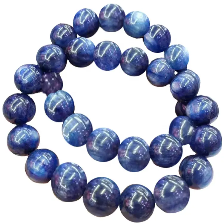 Pulseira de kyanite azul natural, com miçangas redondas, energia para cura, pedra preciosa, miçangas soltas, bracelete para fabricação de joias, <span class=keywords><strong>design</strong></span> de moda 3a