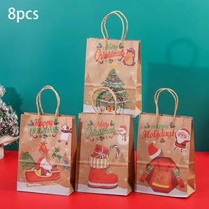 Customized Cartoon Santa Claus Snowman Kraft Paper Gift <strong>Bag</strong> For Holiday Paper Gift <strong>Bags</strong> <strong>Christmas</strong> Goody <strong>Bags</strong> - Product Image 5