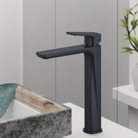 Robinet de lavabo d'eau de salle de bain moderne monotrou en laiton noir personnalisé de vente directe d'usine