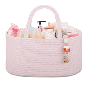 Organizador portátil <span class=keywords><strong>de</strong></span> pañales para bebé, cesta <span class=keywords><strong>de</strong></span> almacenamiento tejida con asa, regalos para baby shower. - Product Image 1