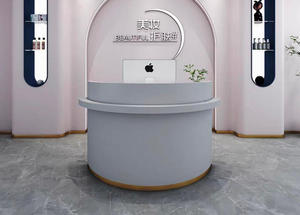 Comptoir de réception de salon de coiffure en arc semi-circulaire de luxe léger personnalisé, comptoir de <span class=keywords><strong>caisse</strong></span> pour salon de coiffure, salon de beauté - Product Image 5
