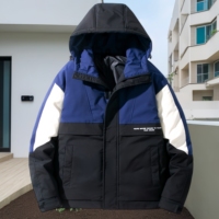 Veste en duvet pour homme avec logo personnalisé, veste d'hiver épaisse et chaude à capuche, résistante à l'usure, coupe-vent, veste en duvet tendance pour homme pour l'extérieur