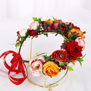 Nouvelle Mode Sennys Guirlande Coiffe Doux Style Simulation Rose Mariée Cheveux Corolla Cheveux Décoration En Gros Fabricants - Product Image 4