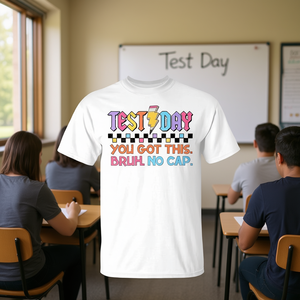 Camiseta de motivación para el día de examen, manga corta, cuello redondo, unisex, para adultos, impresión digital, regreso a la escuela - Product Image 2