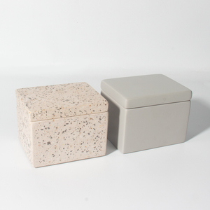 Bougies rectangulaires en béton avec <span class=keywords><strong>couvercle</strong></span> en béton pour la décoration intérieure, conteneur de bougies, vente en gros en usine en Chine - Product Image 2