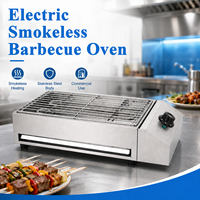 Barbecue Électrique Commercial Sans Fumée en Acier Inoxydable, Machine à Kebab, Plaque Antiadhésive Amovible, 220V, Usage Professionnel en Restaurant