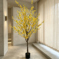 Realistiche bloemstukken Kunstmatige Forsythia bloemen Binnenplanten Kunstbloemen Bar Kantoor Huisdecoratie Accessoires Bruiloft achtergrond