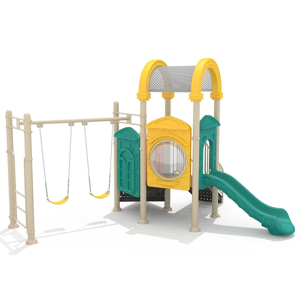 Pretparkritten Kids Kleine Outdoor Achtertuin Speeltuin Swing Speelsets Kinderen Indoor Plastic Dia Apparatuur Voor Verkoop