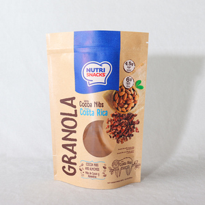 Biodegradabile richiudibile per <span class=keywords><strong>biscotti</strong></span> e alimenti in plastica con chiusura a chiusura lampo Kraft Stand up sacchetto di imballaggio con finestra - Product Image 2