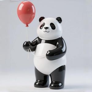 하이 퀄리티 주문을 받아서 만들어진 큰 만화 팬더 조각 동물 유리 섬유 조각 야외 테마 공원 수지 동상 장식 - Product Image 1