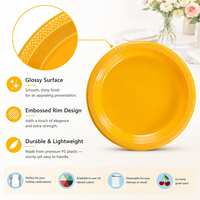 Assiettes en plastique PS jaunes brillantes de qualité supérieure pour desserts, apéritifs et salades