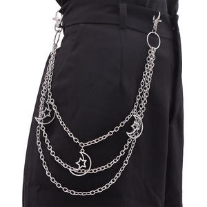 Cadena para la cintura, cadena de metal de varias capas, colgante de estrella y luna, accesorio de moda para uso diario, aleación de zinc - Product Image 1