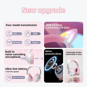 <span class=keywords><strong>ONIKUMA</strong></span> GT838 Auriculares rosados para niños, bonitos auriculares Rgb para juegos, sobre la oreja Bluetooth auriculares inalámbricos, auriculares para juegos - Product Image 5