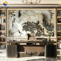 Dalle de marbre vert jade KT STONE, translucide, à veines superposées, pour mur de miroir d'entrée