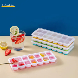 Plateau à <span class=keywords><strong>glaçons</strong></span> en silicone à 14 trous à dégagement facile avec couvercles DIY Summer Drink Fruit Popsicle Mold Ice Maker Tools - Product Image 6