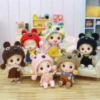 Vente en gros de mini poupées avec bonnet d'ours tricoté, petites poupées à visage fin, jouets en peluche, cadeau d'anniversaire pour enfants