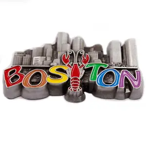 Boston — homard 3D de construction ou de ville, aimant de réfrigérateur, couleur éblouissante, personnalisable, cadeau Souvenir de fête