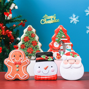 Boîte de rangement pour biscuits de Noël Mystic Arts en métal, design bonhomme de pain d'épices, bonhomme de neige, Père Noël, emballage cadeau - Product Image 1