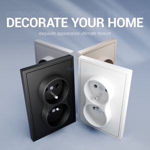 EU Standard New Design Wall Mounted Double Pole <strong>Sockets</strong> 2 Ac Copper Grounded French Type 2P+T <strong>Soft</strong> Touch <strong>Socket</strong> 16A EU - Product Image 3