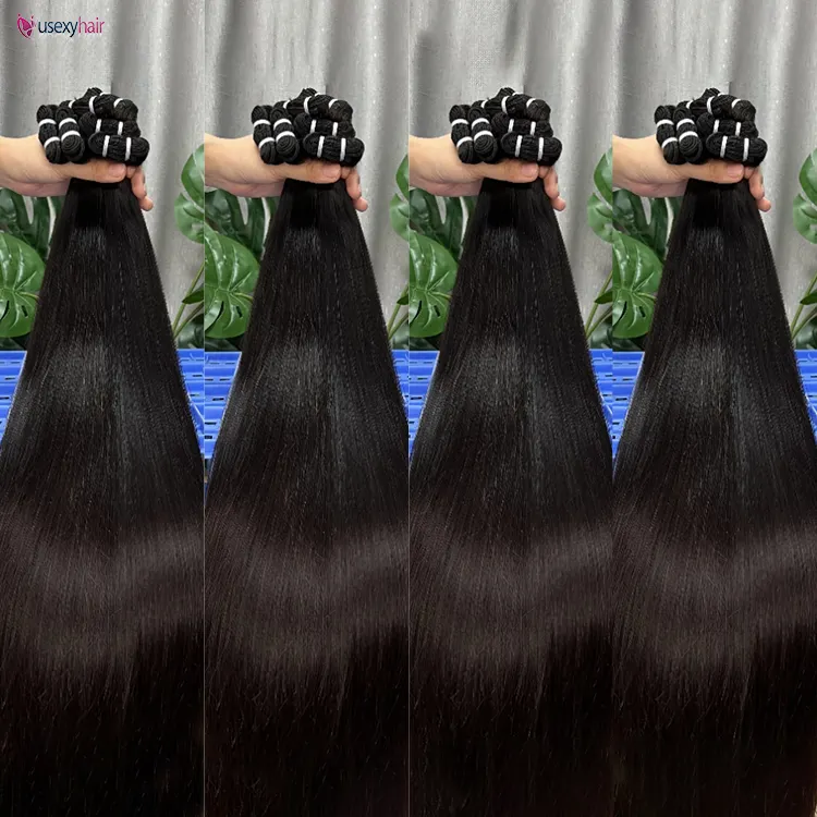 100% rambut Remy alami virgin, 100% bundel jalinan rambut lurus tulang kuil Virgin tidak diproses mentah, 15A rambut India Remy