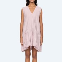 Robes Midi Élégantes et Tendance pour Femme, Personnalisées, de Haute Qualité, Été Automne, Unies, Taille Naturelle, Col en V, Sans Manches, avec Volants et Effet Froncé