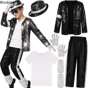 Set Costume da Ballerino per Bambini, Giacca Metallica Lucida per Ragazzi, Costume da Palcoscenico per Feste, <span class=keywords><strong>Halloween</strong></span>, Spettacoli di Canto - Product Image 1